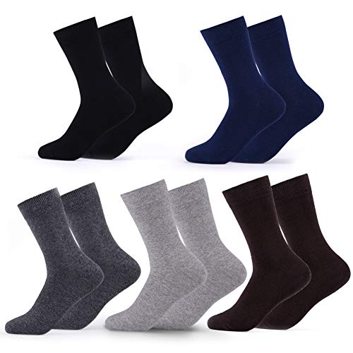 YOUCHAN Calcetines Hombres Mujeres 10 Pares Ejecutivos Negros de Algodón Transpirables Uso Diario-Mix-4750