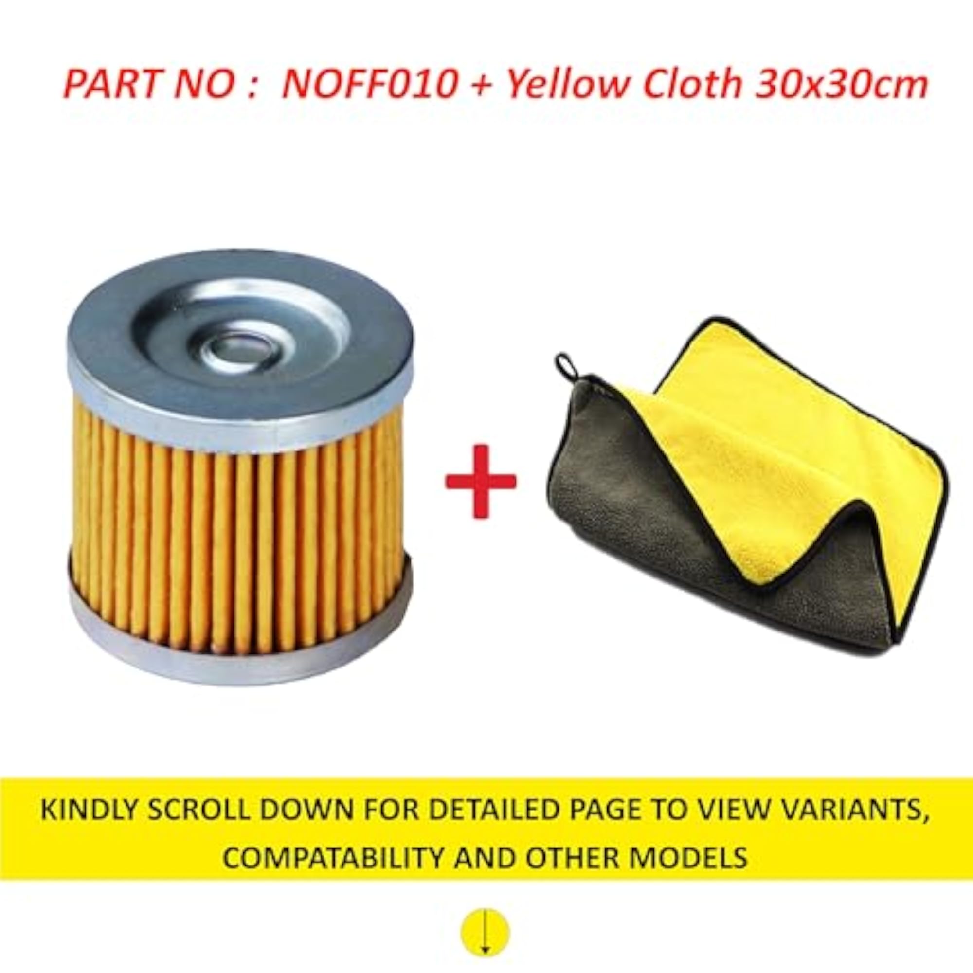 NOFF010 Filter for LML Freedom & Adreno Motorcycle with Microfiber Cloths