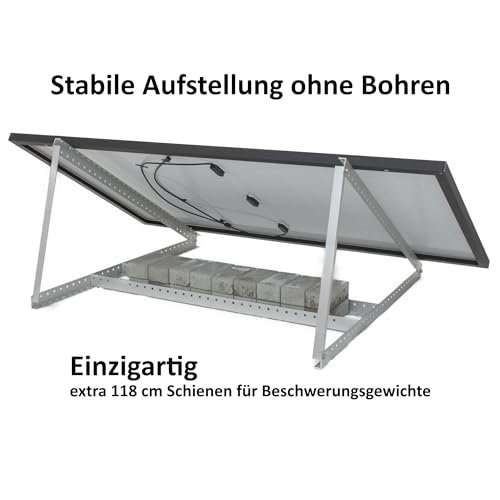 Balkonkraftwerk Halterung für 2 Module, 118 cm Solarmodul Halterung, Halterung Balkonkraftwerk, Solarpanel Halterung Flachdach, PV Halterung Solarpanel Flachdach