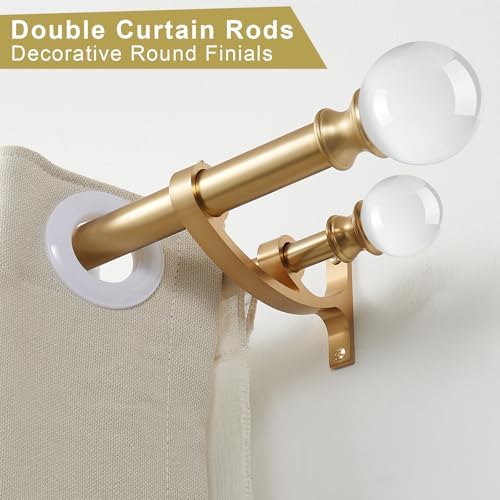 Double Curtain Rods - Warm Gold Telescoping Drapery 144-164 Inches