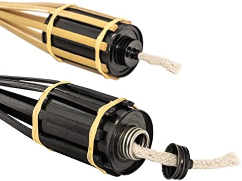 Harbour Housewares 12x 114cm Garden Fire Bamboo Tiki Torch Oil Paraffin Outdoor Candle Flames Lantern Light