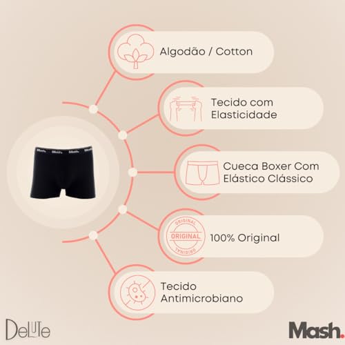 Kit 10 Cueca Boxer Mash Algodão Masculino