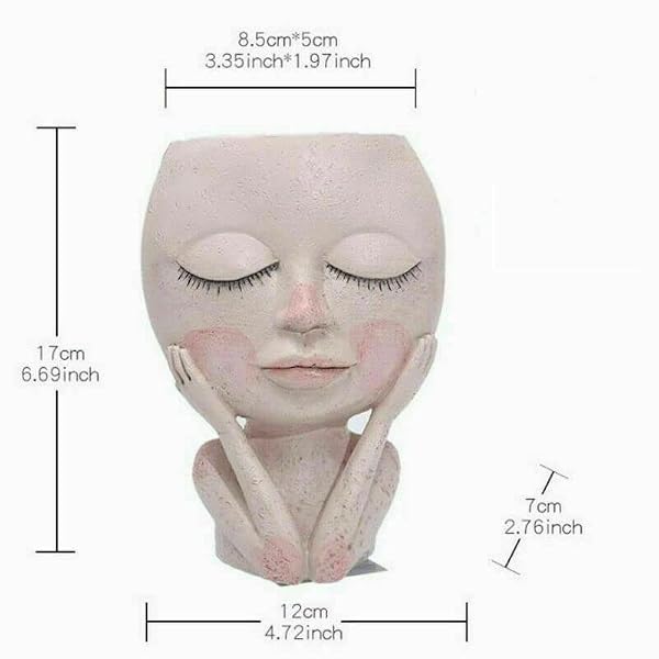YWHWLX Face Planter Pot Head Planter - Cute Lady Face Succulent Planters for Indoor and Outdoor Plants, Resin Vine Planters Funny Head Plant Pot for Home Garden (Corlor A) by YWHWLX - Image 5
