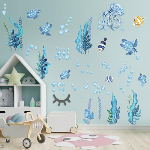 Hianjoo Fensterbilder Sommer Selbstklebend, Meerestiere Wandtattoo...