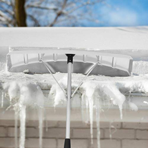 Gymax Roof Rake,21Ft Aluminum Snow Roof Rake With Twist-N-Lock Telescoping Handle & Big Blade, Extendable Roof Shovel For Snow Removal, Wet Leaf, Dribs (Silver) #TOP4