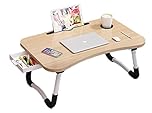 BSTMOME Laptop Desk Bed Stand Foldable Laptop Table Folding Breakfast Tray Portable Lap Standing Desk Reading and Writing Holder with Drawer for Bed Couch Sofa Floor (Brown)