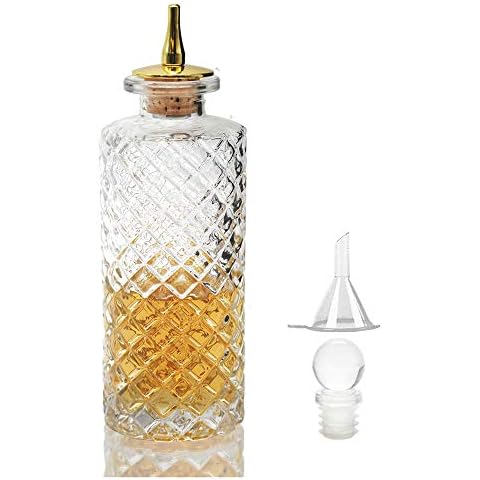 SuproBarware Bitters Bottle - Diamond Bitter Bottle for Cocktail, 5.8oz / 170ml, Glass Dashes Bottle with Zinc Alloy Dasher Top - NKJP0001 Cover