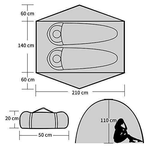 BISINNA Carpa para Camping 2 Personas Ligera Impermeable miniatura 6