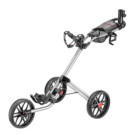 caddytek 3 Wheel Golf Push Cart - Deluxe Quad-Fold Compact Push & Pull Folding Caddy Trolley - Caddylite 15.3 V2
