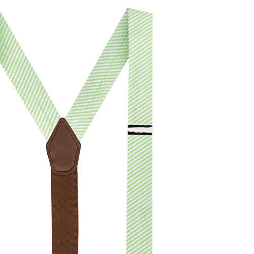 Jacob Alexander Men's Seersucker Striped Pattern Suspenders - Green #TOP2