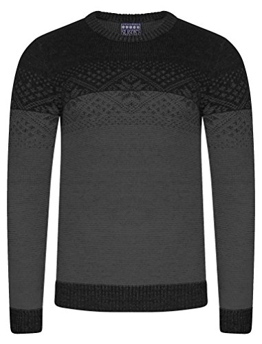 Image of Seasons Greetings Adults Fairisle Christmas Jumpers Flake - Black/Castlerock - X Large
