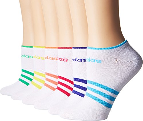 adidas Women's Superlite No Show Socks (6-Pair) -2020, White/Bright Cyan/Flash Red/Bright Yellow/Flash Li, Medium