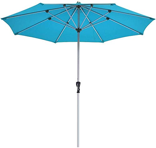Parasol de patio 9 pi robuste à 8 côtes et manivelle mât alu 1.5 pouces