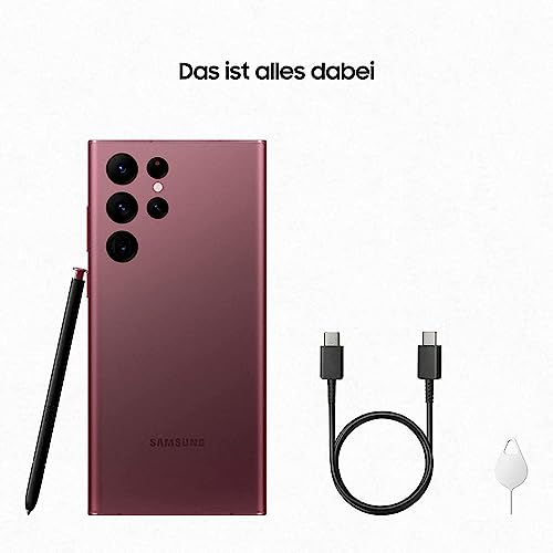 Samsung Galaxy S22 Ultra 5G Smartphone, 6.8 Zoll Dynamic AMOLED Display 2X, 120Hz, HDR10+, 108MP Kamera, 5.000 mAh Akku, Hybrid-SIM, Android 12 to 13 - Deutsche Version (1 TB, Burgundy), SM-S908 – Bild 8