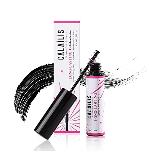 Cola de cílios postiços CALAILIS | Sem látex | Fixação super forte por 48 horas | À prova d'água | Fita adesiva para cílios | Cola individual para cílios | Adequado para olhos sensíveis | Preto 5 g