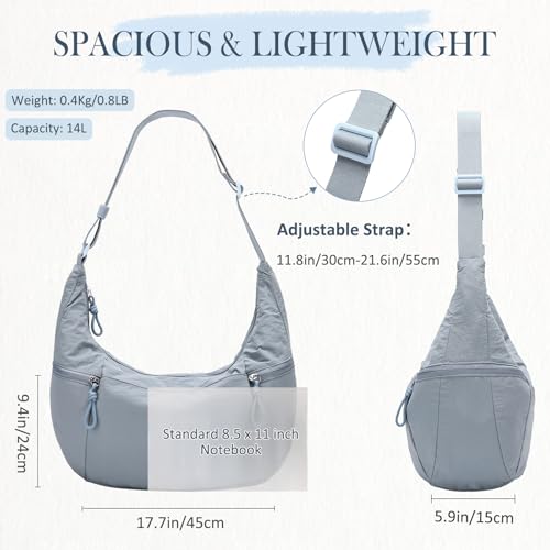 Image of VASCHY Crossbody Crescent Bag for Women, Casual Lightweight Nylon Large Slouchy Hobo Bags Purses for Travel /Gym /Work /College