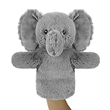 JUSTQUNSEEN Puppet for Kids Adults Big Ears Plush Animal Educational Sensory Toy Soft Washable Stuffed Storytelling Tool Family Fun Elephant
