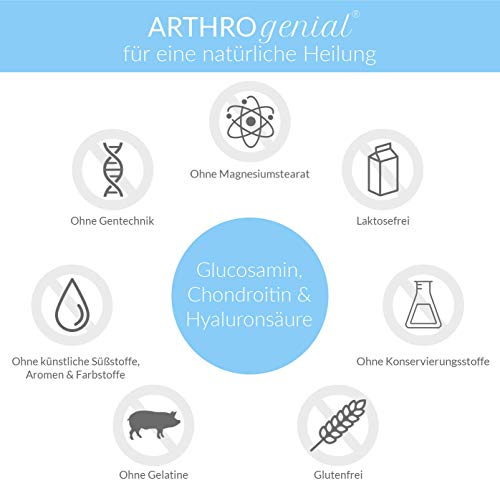 *OHNE MAGNESIUMSTEARAT* ARTHRO genial® - Glucosamin Chondroitin Hyaluronsäure hochdosiert - 180 Tabletten - 1500 mg