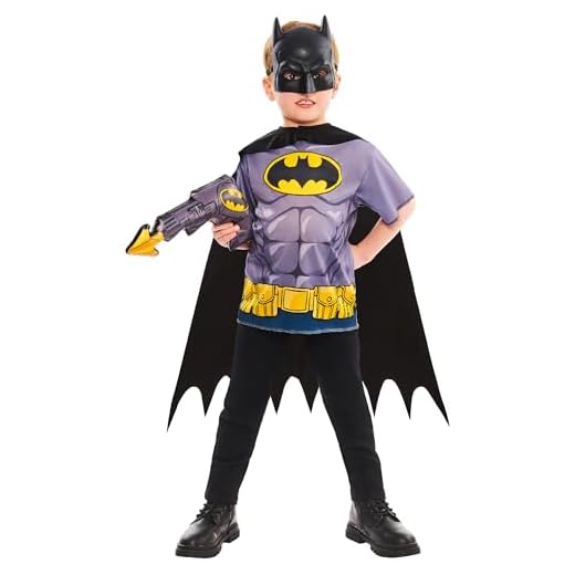 Rubies Kit Disfraz Batman para niños y niñas, Top y máscara con capa, Licencia Oficial Warner Bros DC Comics, Talla 4 a 6 años para Carnaval, fiestas, cumpleaños y navidad