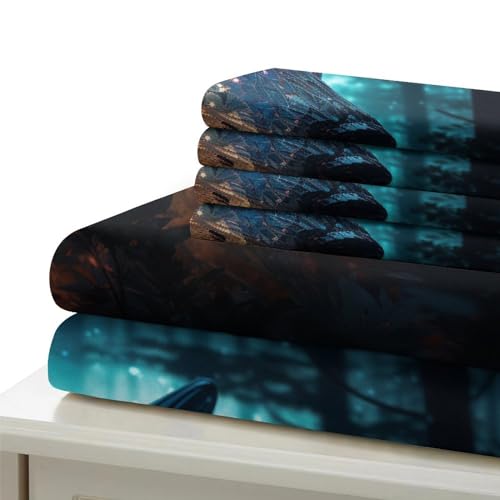 Parure de lit loup 260x220 housse de couette microfibre lit super king size