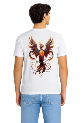 Image of I-Drip Phoenix Rising Fire Bird Graphic Printed Cotton Tee for Men & Women