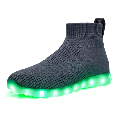Light Up Shoes for Women Men USB Charging Unisex LED Shoes Halloween Flashing Dancing Sneakers with Mesh Uppers Black