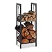 Produktbild Relaxdays, anthrazit Kaminholzregal mit 2 Ablagen, aus Stahl, 4 Haken für Kaminbesteck, Brennholzregal HBT 100x40x30 cm, 100 x 40 x 30 cm