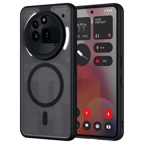 Pnakqil Magnetisch für Nothing Phone 3a Pro Hülle für Magsafe Matt Transluzente Handyhülle für Nothing Phone 3a Pro PC Härte Kratzfest Matte Dünn Magnetische SchutzHülle Case Schwarz