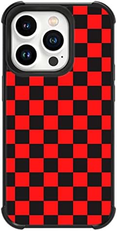 Tnarru Plaid B Pattern Compatible with iPhone 14 Pro Case Hard PC Back and Soft TPU Sides Non-Slip Scratchproof Shockproof Protective Cute Phone Case for iPhone 14 Pro 5G Black Red