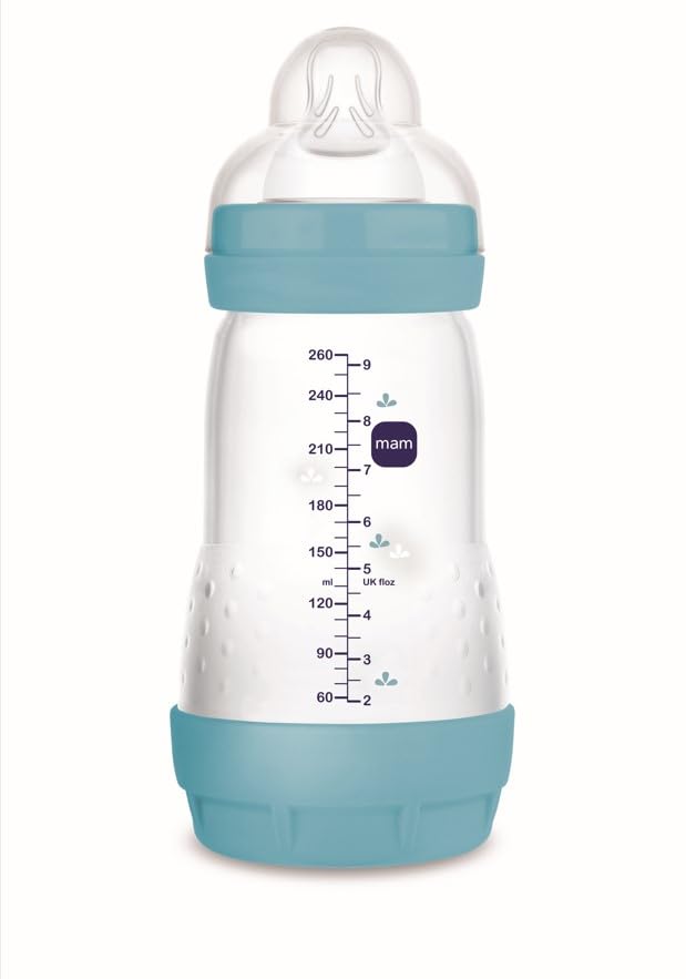 MAM Anti-Colic Bottle, 2-4 Months, 260 ml, with Teat 2 Medium Flow Silicone Easy Acceptance