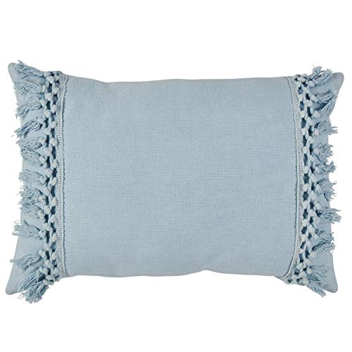 blue fringe pillow