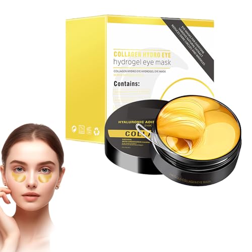 24K Gold Under Eye Treatment Mask 60Pcs Under Eye Gel Patches for Dark Circles Crystal Collagen Under Eye Mask Reduce Puffy Eyes Anti-Wrinkle Hydrating Soothing