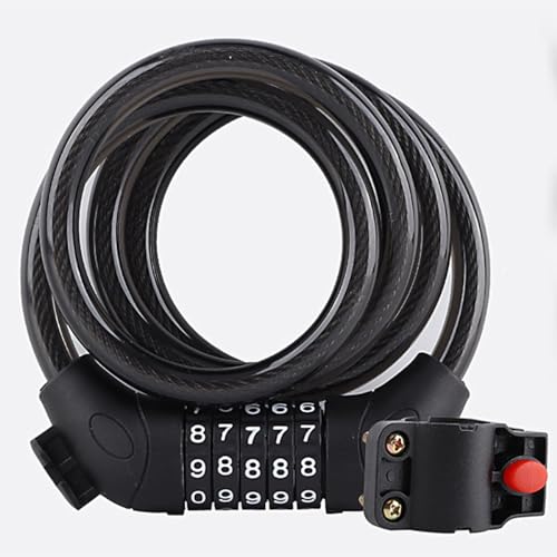 Cadeado de bicicleta de alta segurança de 5 dígitos, 1200 mm, anti-roubo, para bicicletas elétricas, motocicletas, carrinhos, scooters