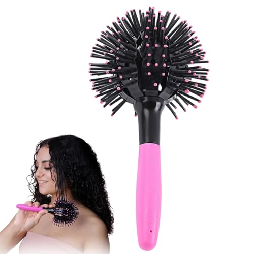 VRYNDH Ball brush,3D Bomb Curl,cepillo de bola con orificios ventilados, cepillo bomb curl, para rizos definidos y volumen natural, seco y mojado.