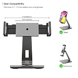 QinCoon Stojak na tablet, regulowany, wytrzymały aluminiowy stojak, obracany o 360° uchwyt na iPada, Samsung Tab, Kindle, Nintendo Switch (4,7-13 cala), design na biurko, do kuchni, biura, recepcji