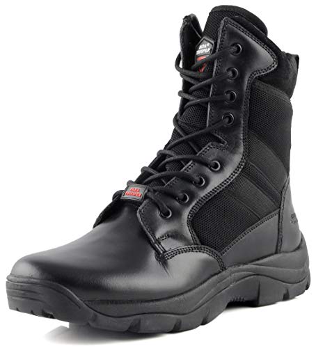 Image of PARA TROOPER Men's Black FORCE 8 inch Side-Zip Light Weight Genuine Leather Military and Tactical Combat Army Boot