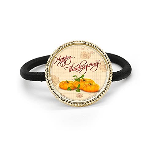 Élastique à cheveux en métal argenté Pumpkin anti-glisse spécial Thanksgiving robuste