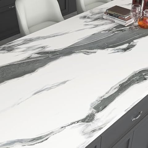 Decotalk Grey White Marble Contact Paper for Countertops White Countertop Contact Paper Waterproof 17.7"x120" Marble Contact Paper Peel and Stick Matte Marble Contact Paper Marble Wallpaper Cover