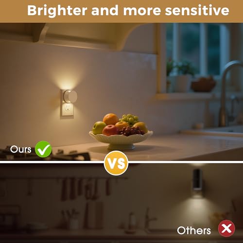 Image of L LOHAS LED Night Lights Plug into Wall,White Night Light Dusk to Dawn Sensor,Brightness Adjustable,3000K Warm White Nightlight for Adults Hallway Bathroom Bedroom