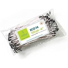 ECO 14 Wicks for Candle Making, 6 inch Pre-Waxed Wicks for Soy Candles with Base 100pk