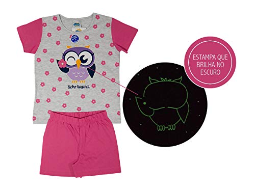 Kit 3 Pijamas Infantil Feminino Estampa Brilha No Escuro Desenho do tecido:Estampado/Sortido;Tamanho