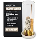 4 in 1 Ceramic Incense Burner with Glass Ash Catcher, Incense Holder for Sticks, Palo Santo, Sage and Cones - Ceramic Ash Catcher Tray for Meditation Yoga Room Home Decor - White