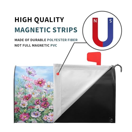 Image of Spring Summer Flowers Welcome Mailbox Cover Magnetic Large Size 25.5 inchx21 inch Wildflowers Mailbox Wraps Waterproof Summer Floral Post Box Cover Decorative for Garden Home Yard Outside