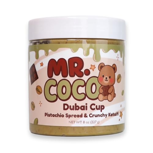 Mr Coco Dubai Cup Pistachio Cream Spread with Tahini, Crunchy Kataifi, Classic Hazelnut Matcha Flavors, 8 oz (Classic Pistachio)