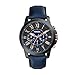 Fossil Grant uhr für Herren, Quarz-Chronographenwerk, mit Edelstahl- oder Lederarmband, Schwarz und Blau, 44MM