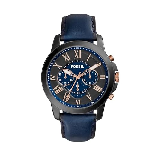Fossil Men's Grant Quartz Stainless Steel and Leather Chronograph Watch, Color: Black, Navy (Model: FS5061)