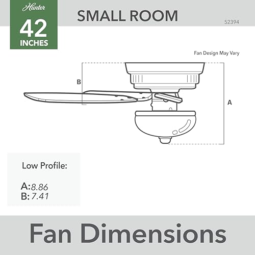 Image of Hunter Newsome, Indoor, Ceiling Fan, with LED Light, 42 inch, Matte Black