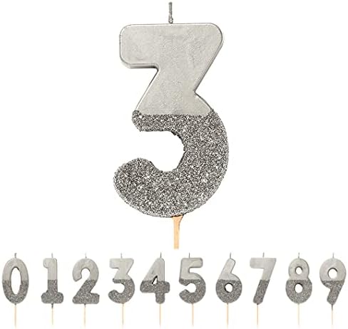 Talking Tables Silver Number 1 Candle with Glitter-Premium Quality Cake Topper Decoration-Pretty, Sparkly for Kids, Adults, Teenagers, 1st Birthday Party, 18th, 21st, Anniversary, Milestone Age