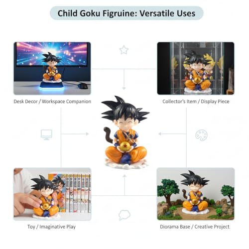 Image of Sitting Goku Action Figure Dragon Ball Anime Collectible Collectibles | PVC Display Action Figure for Desk & Shelf - Sitting Goku