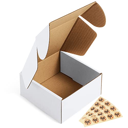Eupako 4X4X2" Corrugated Box Mailers 50 Pack White Cardboard Small Shipping Boxes For Mailing (With 50 Stickers) #TOP7
